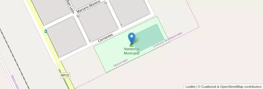 Mapa de ubicacion de Natatorio Municipal en Argentina, Córdova, Departamento Río Segundo, Pedanía Matorrales, Comuna De Matorrales, Matorrales.