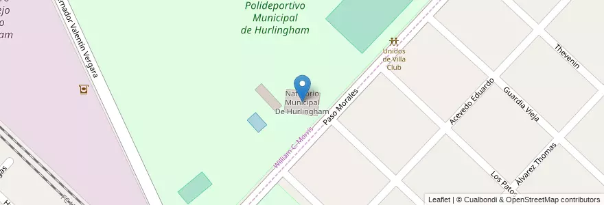 Mapa de ubicacion de Natatorio Municipal De Hurlingham en 阿根廷, 布宜诺斯艾利斯省, Partido De Hurlingham, William C. Morris.