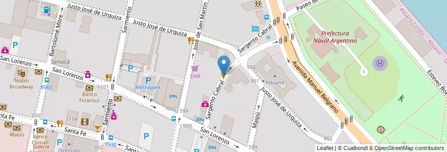 Mapa de ubicacion de Natelli Helado en 아르헨티나, Santa Fe, Departamento Rosario, Municipio De Rosario, 로사리오.