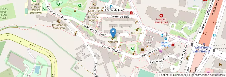 Mapa de ubicacion de Natzaret en 西班牙, Catalunya, Barcelona, Barcelonès, Barcelona.