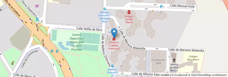 Mapa de ubicacion de Navarro Cubells, Francisco en Espanha, Aragão, Saragoça, Zaragoza, Saragoça.