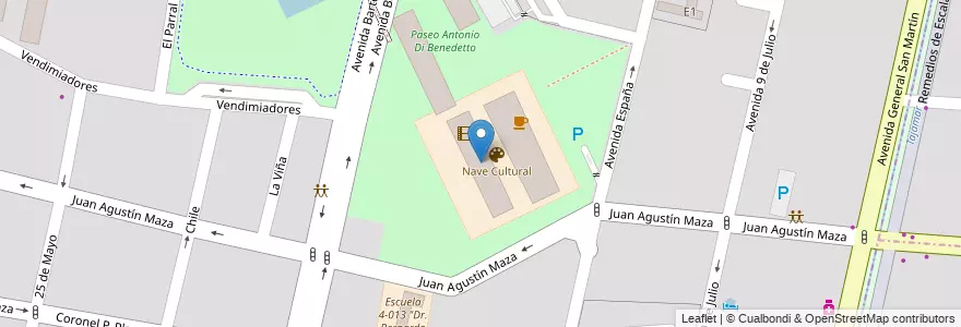 Mapa de ubicacion de Nave Universitaria en Arjantin, Şili, Mendoza, Departamento Capital, Ciudad De Mendoza.