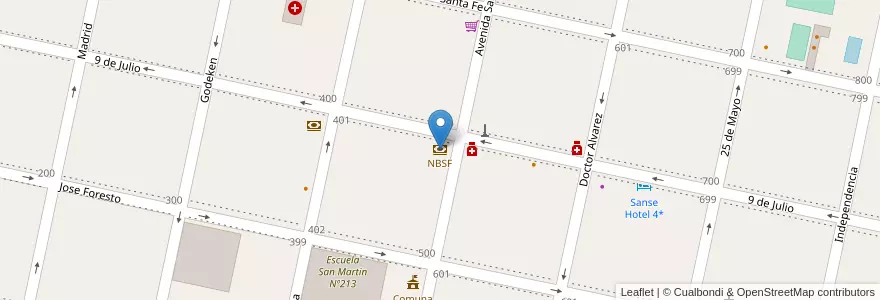 Mapa de ubicacion de NBSF en アルゼンチン, サンタフェ州, Municipio De Chañar Ladeado, Departamento Caseros.