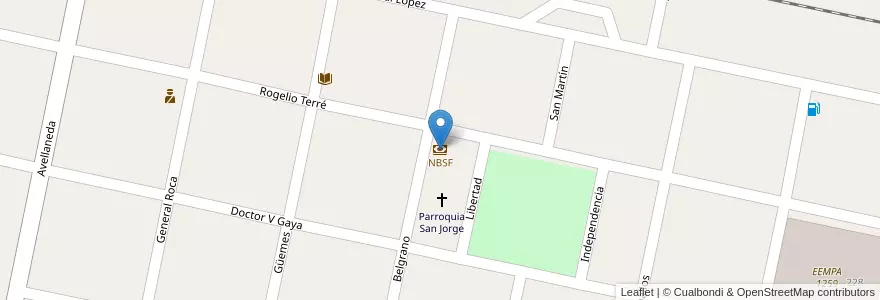 Mapa de ubicacion de NBSF en الأرجنتين, سانتا في, Departamento Caseros, Municipio De Berabevú.