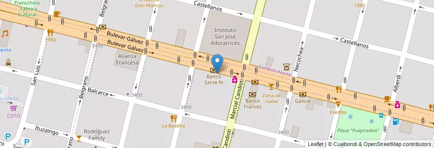 Mapa de ubicacion de Necochea en الأرجنتين, سانتا في, إدارة العاصمة, سانتا في العاصمة, سانتا في.