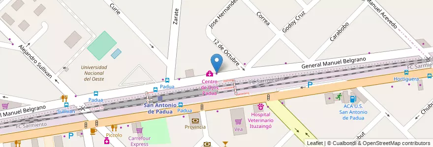 Mapa de ubicacion de Neovisión en アルゼンチン, ブエノスアイレス州, Partido De Merlo, San Antonio De Padua.