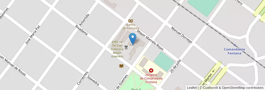 Mapa de ubicacion de NEP Y FP Nº 14 Don Hermindo Bonas en アルゼンチン, フォルモサ州, Departamento Patiño, Municipio De Comandante Fontana.