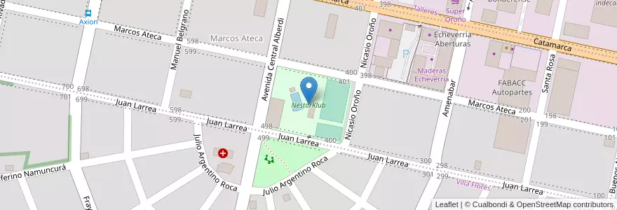 Mapa de ubicacion de NéstorKlub en الأرجنتين, سانتا في, Departamento San Lorenzo, Municipio De Roldán, Roldán.