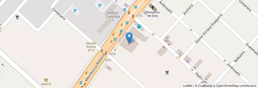 Mapa de ubicacion de Neumáticos José en アルゼンチン, ブエノスアイレス州, Partido De La Matanza, San Justo.