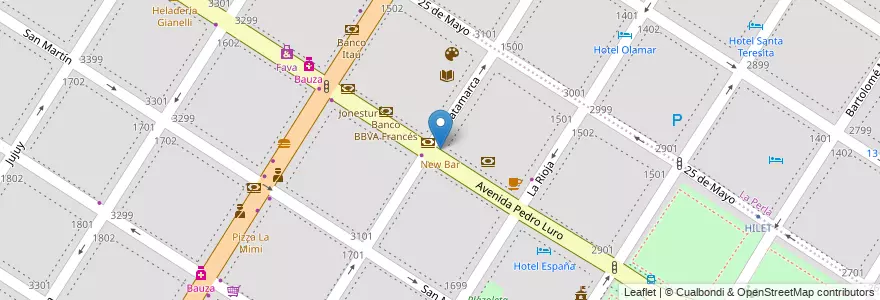 Mapa de ubicacion de New Bar en Argentinië, Buenos Aires, Partido De General Pueyrredón, Mar Del Plata.