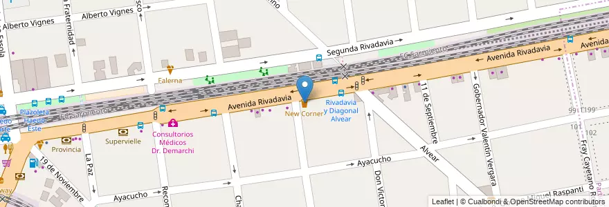 Mapa de ubicacion de New Corner en 阿根廷, 布宜诺斯艾利斯省, Partido De Morón, Haedo.