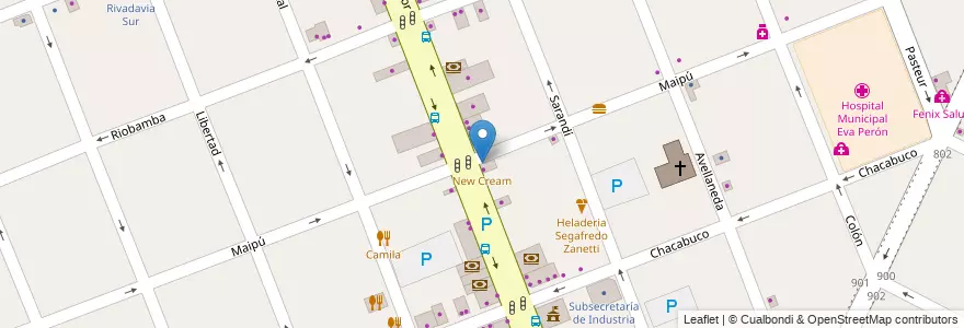 Mapa de ubicacion de New Cream en Argentina, Buenos Aires, Partido De Merlo, Merlo.