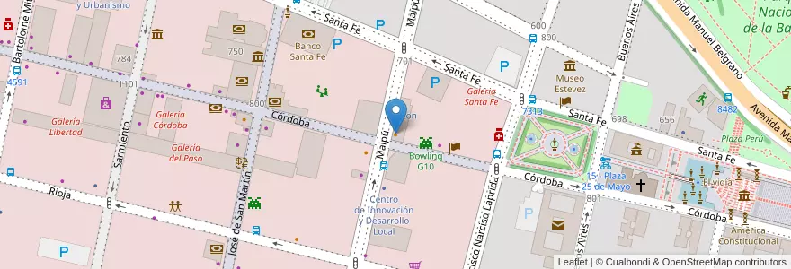 Mapa de ubicacion de New Port Cafe en Аргентина, Санта-Фе, Departamento Rosario, Municipio De Rosario, Росарио.