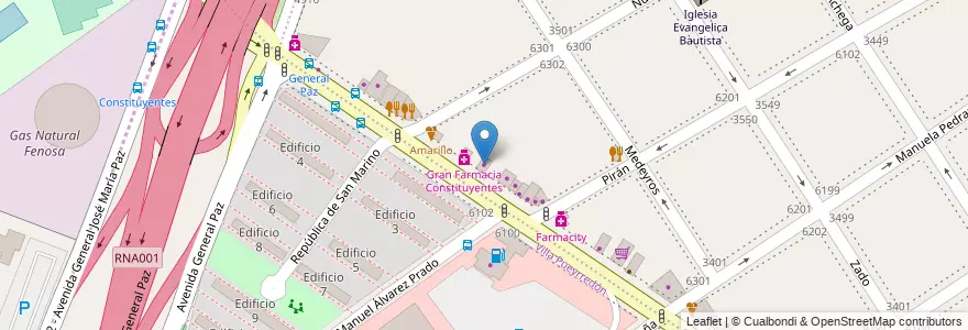 Mapa de ubicacion de New Status, Villa Urquiza en 아르헨티나, Ciudad Autónoma De Buenos Aires, Comuna 12, 부에노스아이레스.