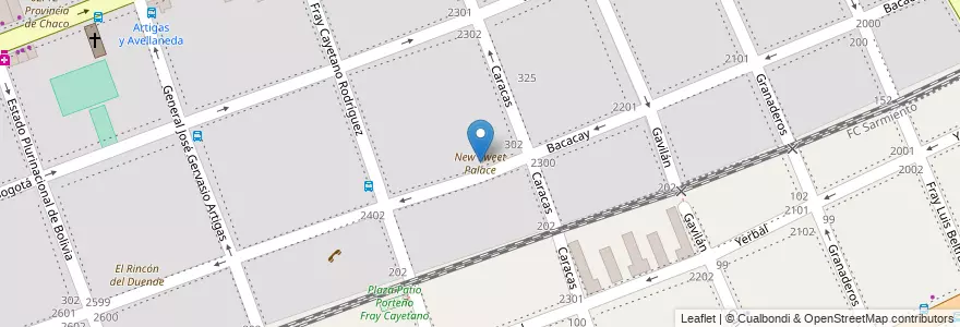 Mapa de ubicacion de New Sweet Palace, Flores en 阿根廷, Ciudad Autónoma De Buenos Aires, Comuna 7, 布宜诺斯艾利斯.