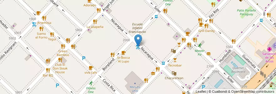 Mapa de ubicacion de Nicaragua, Palermo en 阿根廷, Ciudad Autónoma De Buenos Aires, 布宜诺斯艾利斯, Comuna 14.