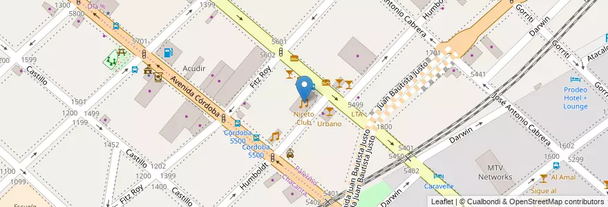 Mapa de ubicacion de Niceto Club, Palermo en 阿根廷, Ciudad Autónoma De Buenos Aires, 布宜诺斯艾利斯.