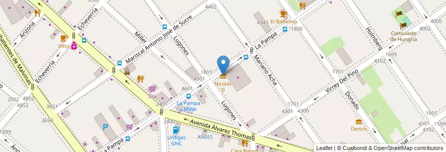 Mapa de ubicacion de Nicolás II, Villa Ortuzar en آرژانتین, Ciudad Autónoma De Buenos Aires, Comuna 12, Buenos Aires.