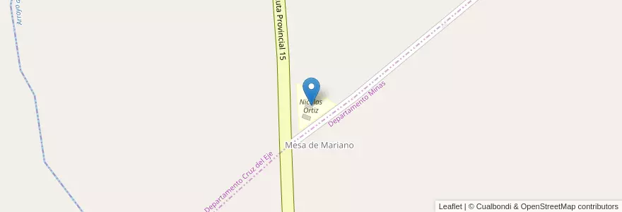 Mapa de ubicacion de Nicolas Ortiz en アルゼンチン, コルドバ州, Departamento Minas, Pedanía Higueras, Pedanía San Carlos, Municipio De San Carlos Minas.
