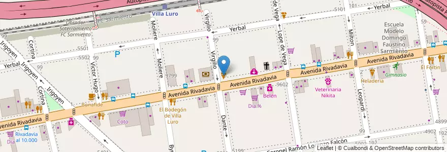 Mapa de ubicacion de Nicolo Helados, Villa Luro en Argentinien, Ciudad Autónoma De Buenos Aires, Buenos Aires, Comuna 10.