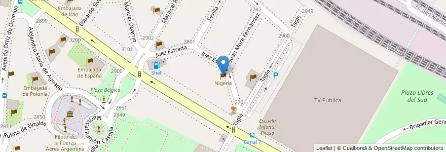 Mapa de ubicacion de Nigeria, Palermo en Argentinië, Ciudad Autónoma De Buenos Aires, Comuna 2, Buenos Aires.