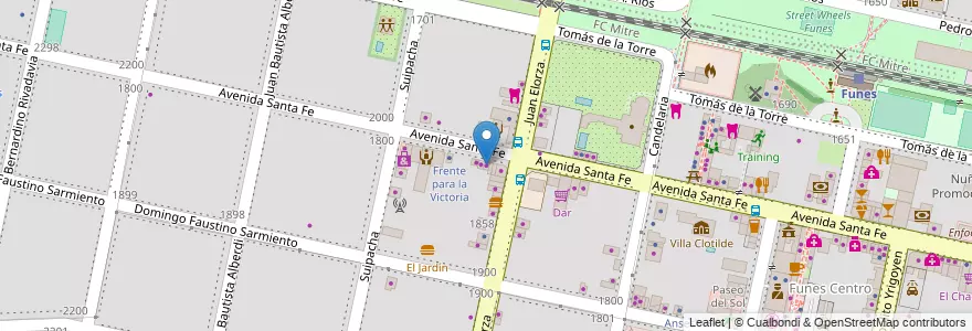 Mapa de ubicacion de Nikolas en Argentinien, Santa Fe, Departamento Rosario, Municipio De Funes, Funes.