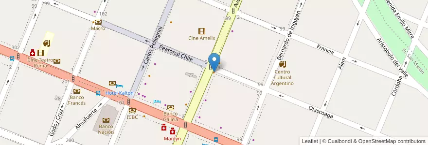 Mapa de ubicacion de Nina - café bar en آرژانتین, شیلی, Mendoza, San Rafael, Distrito Ciudad De San Rafael, Departamento San Rafael.