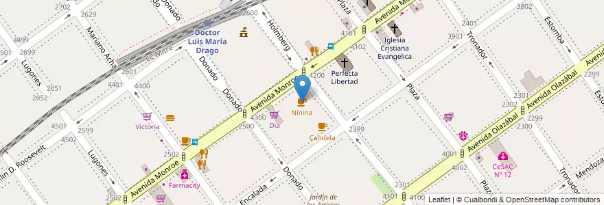 Mapa de ubicacion de Ninina, Villa Urquiza en 阿根廷, Ciudad Autónoma De Buenos Aires, Comuna 12, 布宜诺斯艾利斯.