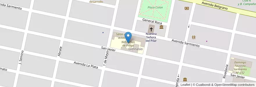Mapa de ubicacion de Niño Jesús de Praga en Argentinien, Santa Fe, Departamento San Lorenzo, Municipio De Carcarañá, Carcarañá.