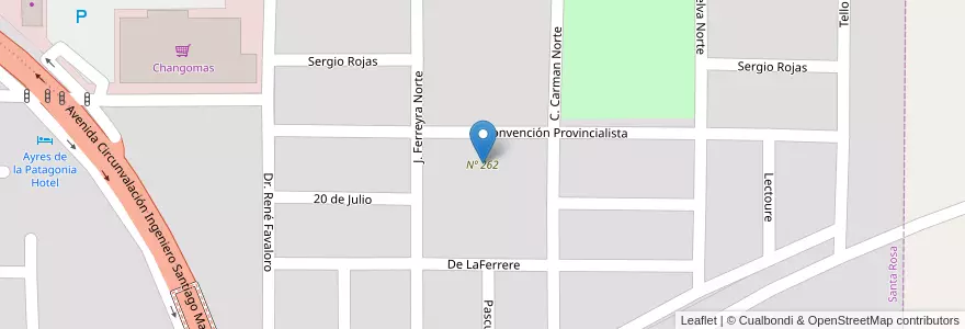 Mapa de ubicacion de Nº 262 en Argentina, La Pampa, Municipio De Santa Rosa, Departamento Capital.