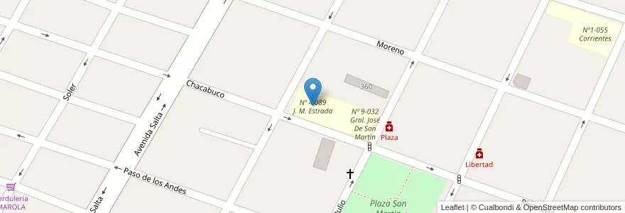 Mapa de ubicacion de Nº 4.089 J. M. Estrada en Argentine, Chili, Mendoza, Departamento San Martín, Distrito Ciudad De San Martín.