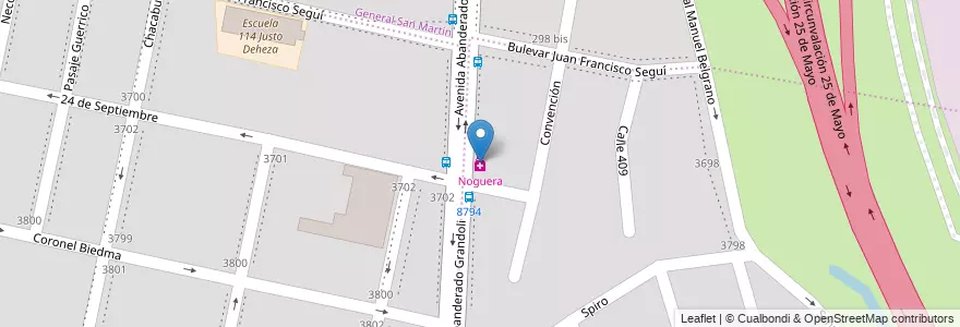 Mapa de ubicacion de Noguera en Argentinien, Santa Fe, Departamento Rosario, Municipio De Rosario, Rosario.