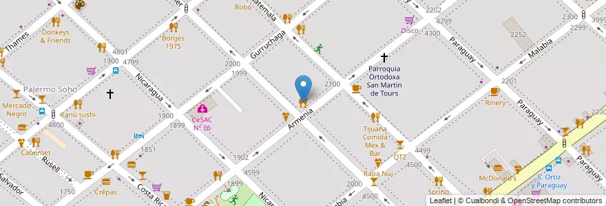 Mapa de ubicacion de Nonino, Palermo en 아르헨티나, Ciudad Autónoma De Buenos Aires, 부에노스아이레스, Comuna 14.