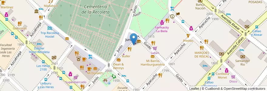 Mapa de ubicacion de Nonna Angiulina, Recoleta en آرژانتین, Ciudad Autónoma De Buenos Aires, Comuna 2, Buenos Aires.