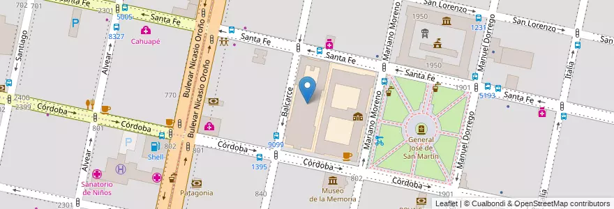 Mapa de ubicacion de Normal Superior 2 Juan María Gutiérrez en アルゼンチン, サンタフェ州, Departamento Rosario, Municipio De Rosario, ロサリオ.