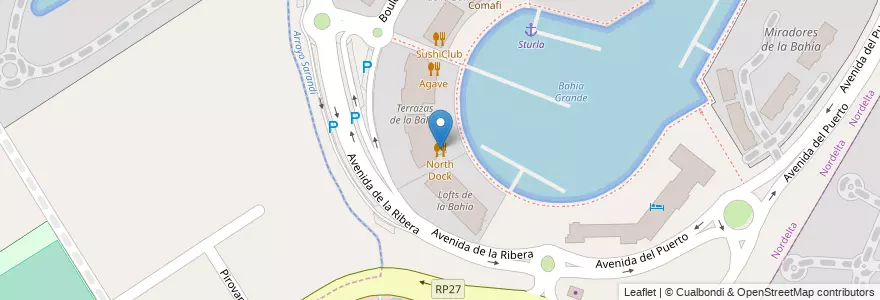 Mapa de ubicacion de North Dock en 아르헨티나, 부에노스아이레스주, Partido De Tigre, Nordelta.