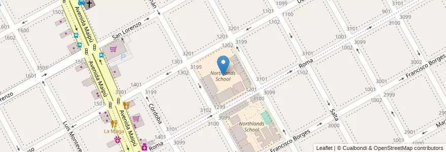 Mapa de ubicacion de Northlands School en アルゼンチン, ブエノスアイレス州, Partido De Vicente López, Vicente López.