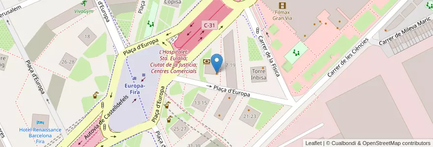 Mapa de ubicacion de Nostrum en スペイン, カタルーニャ州, Barcelona, バルサルネス, L'Hospitalet De Llobregat.