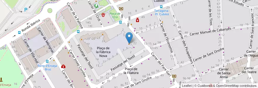 Mapa de ubicacion de Nova art en スペイン, カタルーニャ州, Barcelona, Garraf, Vilanova I La Geltrú.