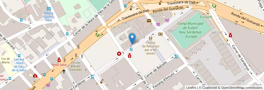 Mapa de ubicacion de Nova Camèlies en İspanya, Catalunya, Barcelona, Barcelonès, Barcelona.