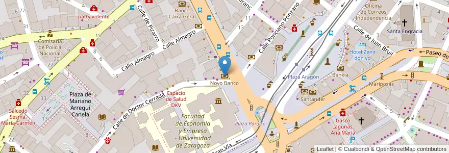 Mapa de ubicacion de Novo Banco en Espagne, Aragon, Saragosse, Zaragoza, Saragosse.