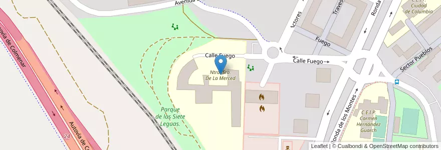 Mapa de ubicacion de Ntra. Sra. De La Merced en スペイン, マドリード州, Comunidad De Madrid, Área Metropolitana De Madrid Y Corredor Del Henares, Tres Cantos.