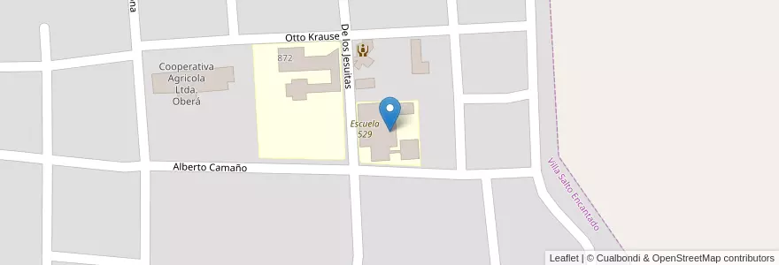 Mapa de ubicacion de Núcleo Educativo de Nivel Inicial 52 en آرژانتین, Misiones, Departamento Cainguás, Municipio De Aristóbulo Del Valle, Villa Salto Encantado.