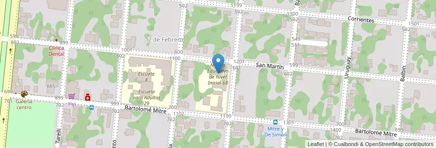 Mapa de ubicacion de Núcleo Educativo de Nivel Inicial 68 en アルゼンチン, ミシオネス州, Departamento Candelaria, Municipio De Candelaria, Candelaria.