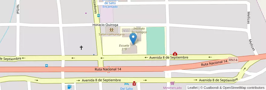 Mapa de ubicacion de Núcleo Educativo de Nivel Inicial 70 en Argentina, Misiones, Departamento Cainguás, Municipio De Aristóbulo Del Valle, Villa Salto Encantado.