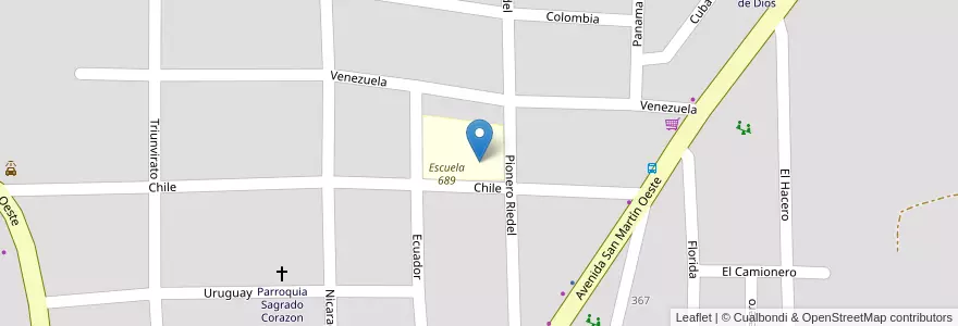 Mapa de ubicacion de Núcleo Educativo de Nivel Inicial 8 - Extensión 689 en アルゼンチン, ミシオネス州, Departamento Eldorado, Municipio De Eldorado, Eldorado.