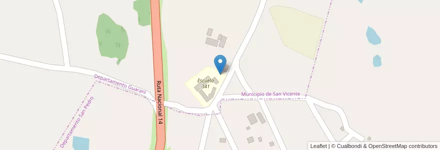 Mapa de ubicacion de Núcleo Educativo de Nivel Inicial 84 en アルゼンチン, ミシオネス州, Departamento Guaraní, Municipio De San Vicente.
