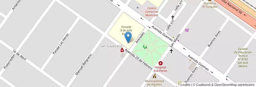 Mapa de ubicacion de Nucleo Educativo Escuela 25 De Mayo Ex 166 en 阿根廷, Salta, Orán, Municipio De Hipólito Yrigoyen, Hipólito Yrigoyen.