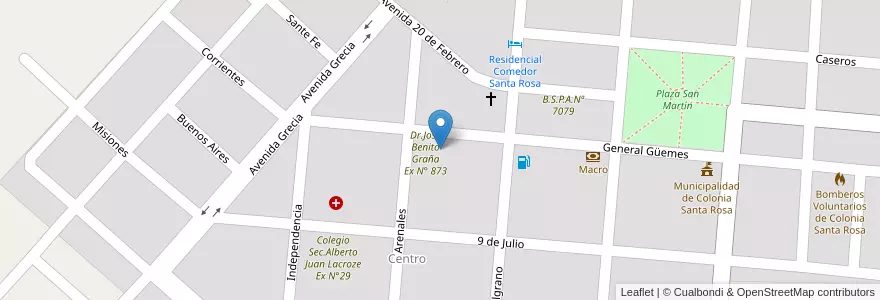 Mapa de ubicacion de Nucleo Educativo Nª 7022 en Argentinien, Salta, Orán, Municipio De Colonia Santa Rosa, Colonia Santa Rosa.