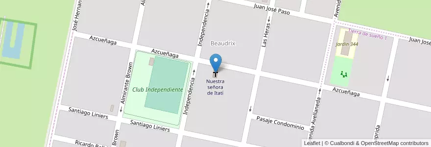Mapa de ubicacion de Nuestra señora de Itatí en 阿根廷, Santa Fe, Departamento San Lorenzo, Municipio De Roldán, Roldán.